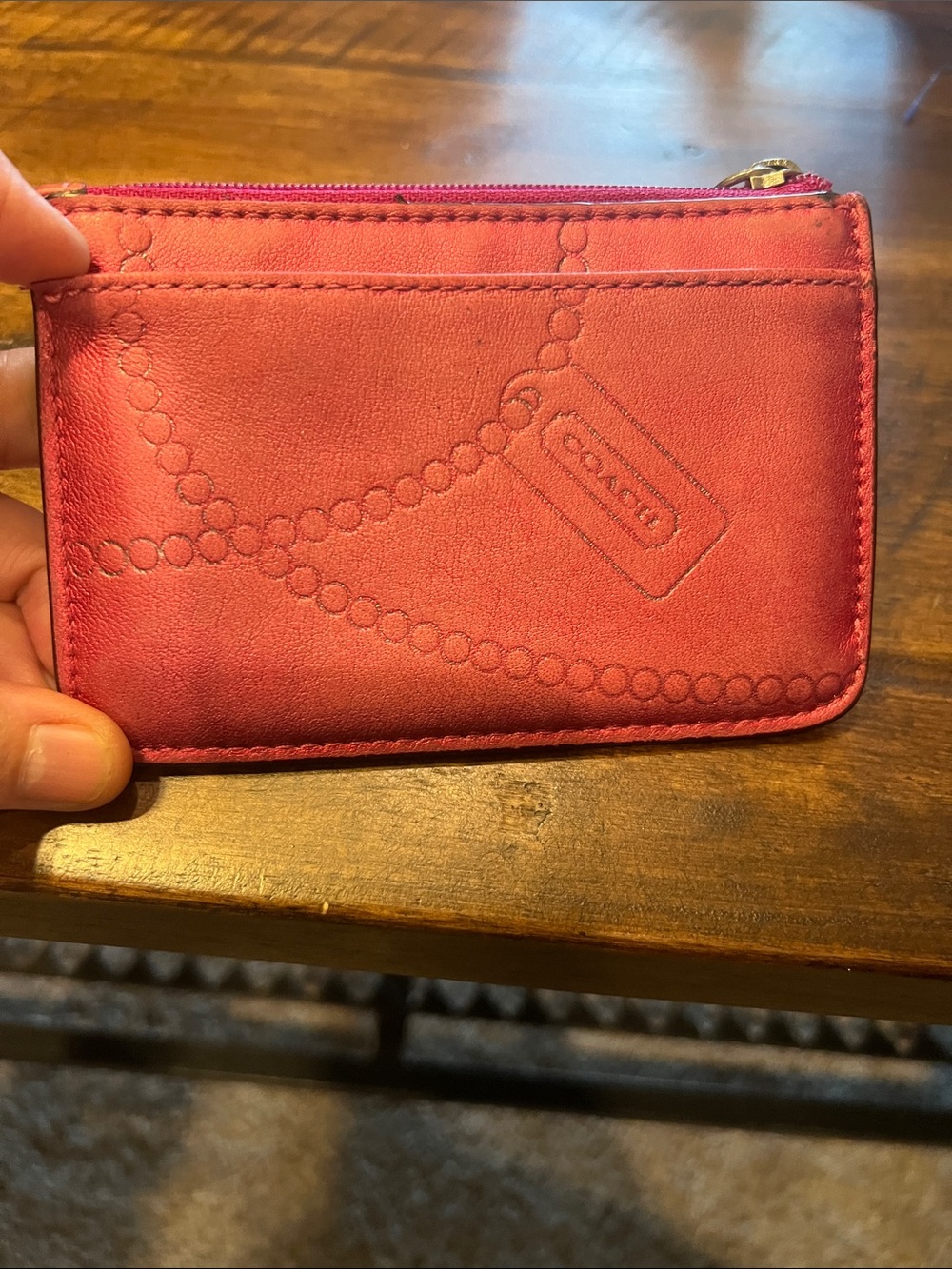 Coach Poppy patent leather mini zip wallet magenta - Picture 2 of 6